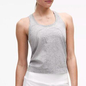 Lululemon, Swiftly Tech Racerback Tank Top 2.0 Waist Length, Slate/White Size 2